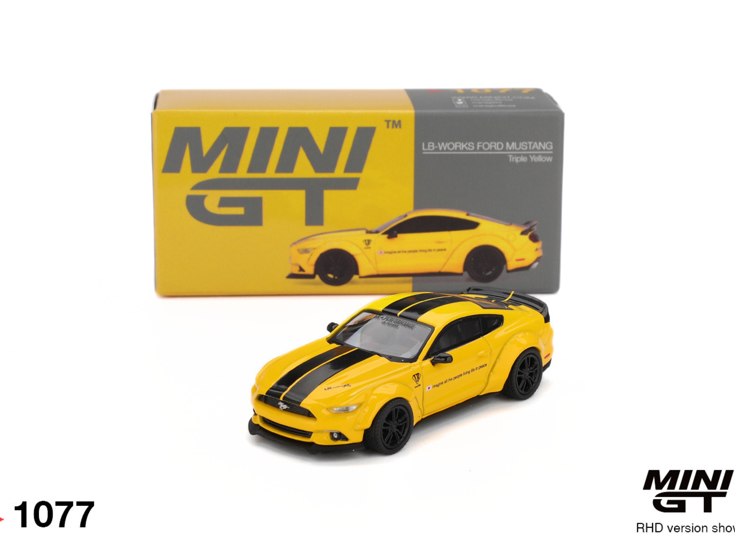 MINI GT Ford Mustang Triple Yellow LB-Works 1077 - 1:64 Scale